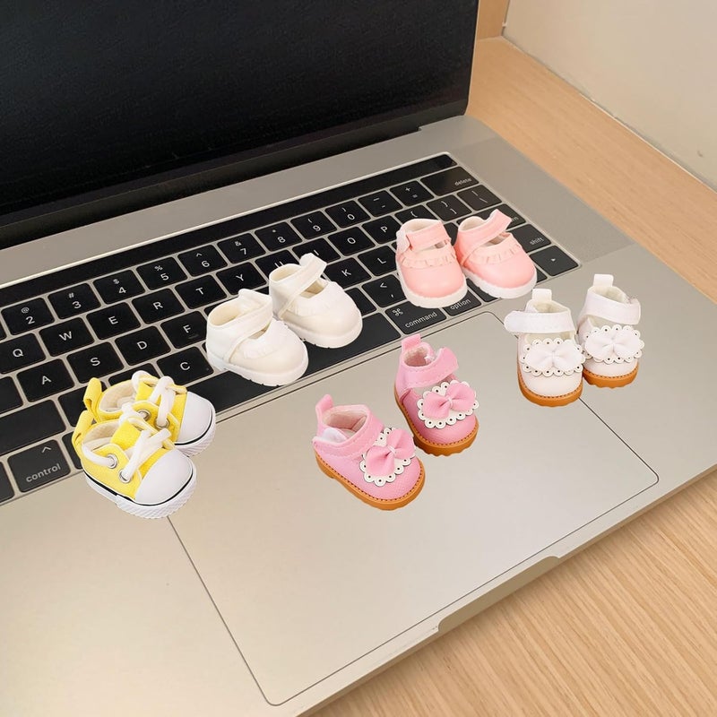 TOU-BEGUIN Doll Shoes for Lu bubu 17cm Dolls(No Doll) Accessories, Mini Shoes for Dolls, Cute Canvas Shoes Suitable for 17cm Doll, Dress Up Doll Shoes Replacement Yellow - Image 5